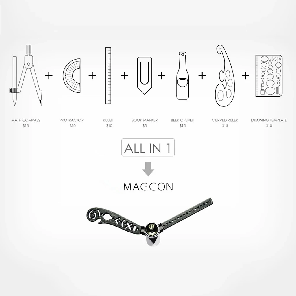 Многофункциональная линейка для рисования магнитный инструмент EDC Мини-открывалка для бутылок в форме гаечного ключа компас транспортир шаблон для рисования