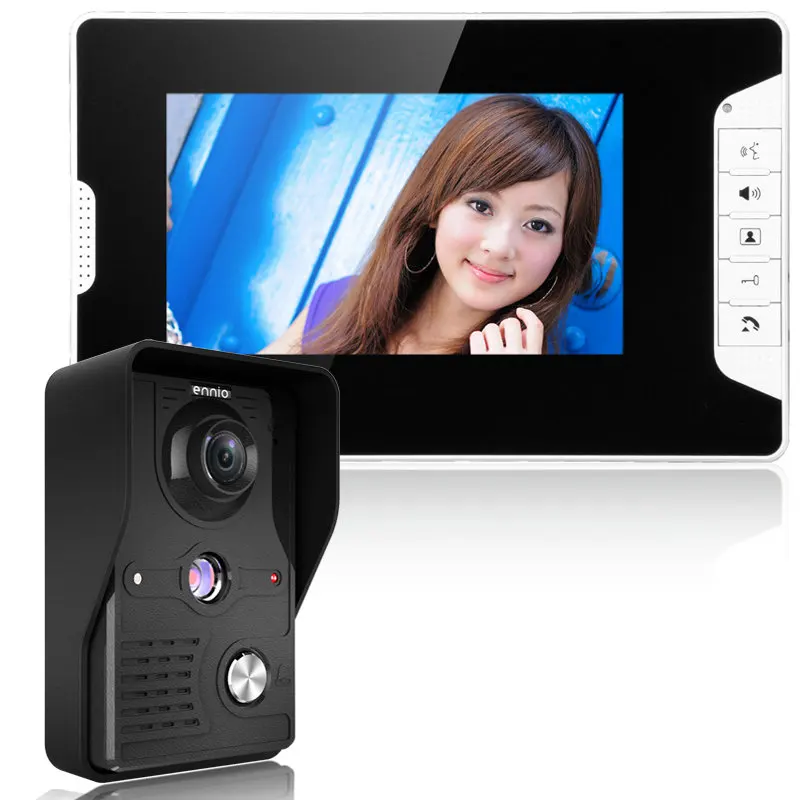 Бесплатная доставка! 7 дюймов видео-телефон двери Дверные звонки Домофон Kit 1-камера 2-монитор Ночное видение