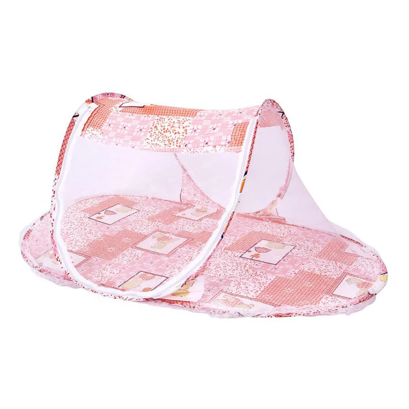 Переносная складная детская кроватка с сеткой, москитная сетка, Полиэстеровая кровать для новорожденного, кровать для путешествий, Игровая палатка для детей 0-3 лет - Цвет: Розовый