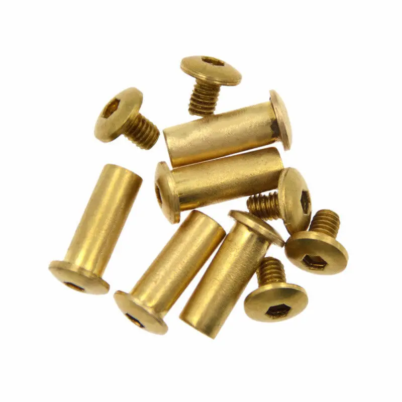 5Pcs 12.5mm/15mm batch brass screw rivet knife handle lock DIY tool material plate fastening flat hexagon head screw stainless steel screws screw bolt nut set rivet nut gun rivet nut plier set rivet nut plier kit copper brass standoff screws auto fasteners assortment