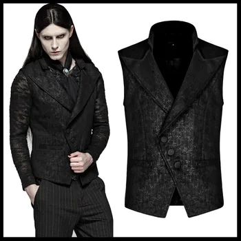 

PUNK RAVE Men Steampunk Retro Gentleman Party Vest Gothic Floral Short Waistcoat Punk Stage Performance Tank Tops