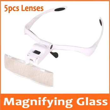 

1.0X 1.5X 2X 2.5X 3.5X LED Illuminated Portable Goggle Glasses Style Reading Repair Magnifier Loupe Medical Magnifying Glass