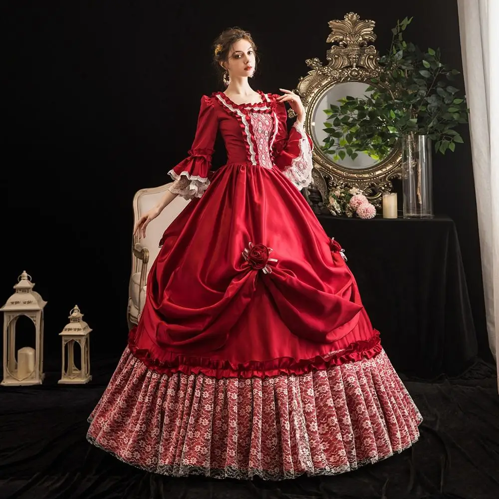 18th Century Rococo Green Royal Court Dress Retro Baroque Clothing Renaissance Marie Antoinette Costume Prom |