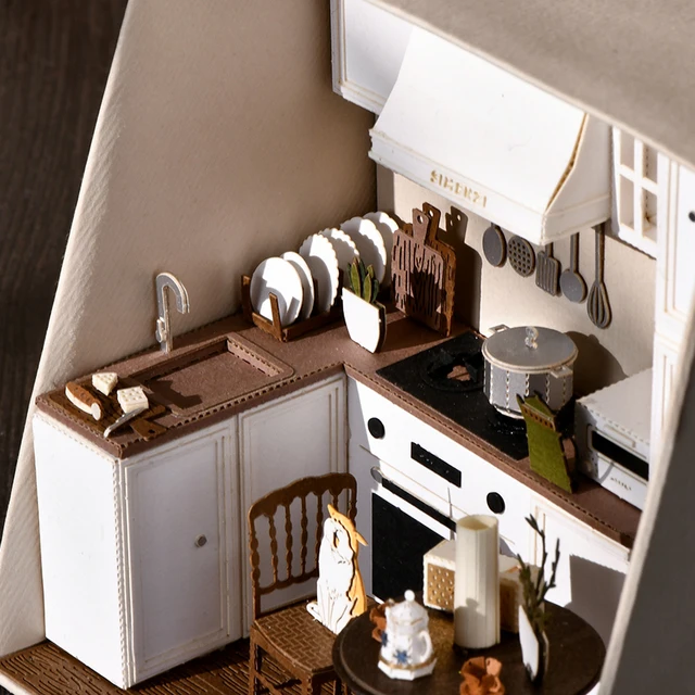 Cutebee DIY Dollhouse Miniature Diy Wooden Doll House Furniture House Dolls diy Building Kit Toys for Children Gifts 4