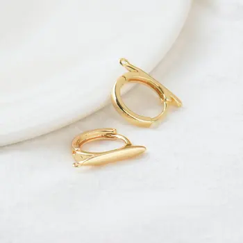 

6PCS 14x17MM Hole 1.5MM 24K Gold Color Brass Rod Earrings Hoop Earrings Clip High Quality DIY Jewelry Making Findings