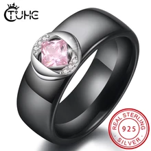 Светильник, розовый круг, женские кольца, ювелирное изделие, никогда не выцветает, микро Фианит, хвост, керамическое кольцо, модное здоровое женское ювелирное изделие