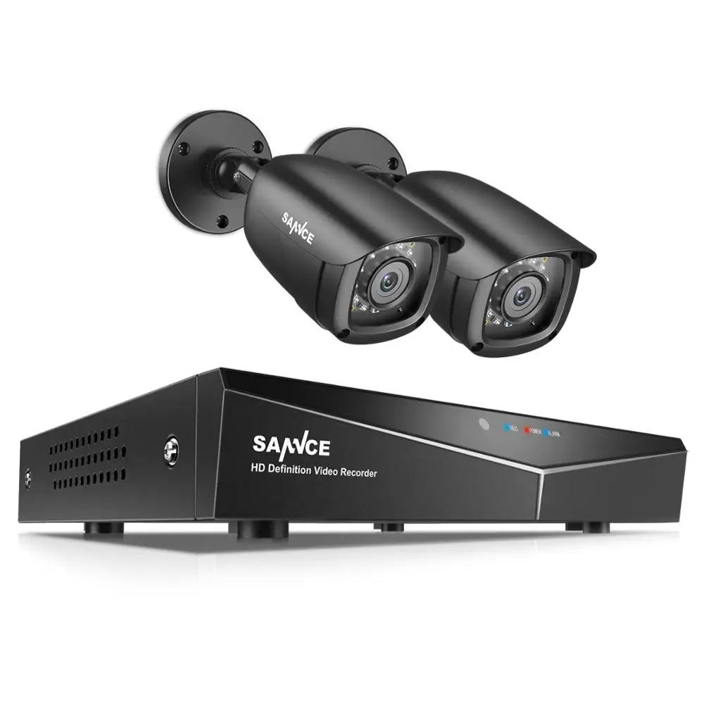SANNCE 4CH DVR CCTV система 2 шт/4 шт 2MP IR Наружные камеры безопасности 1080P HDMI TVI CCTV DVR 1280TVL комплект видеонаблюдения - Цвет: Черный