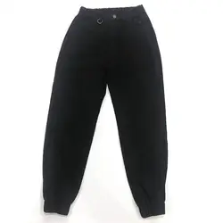 Осенне-зимние женские джинсовые Необычные брюки с эластичной резинкой на талии, 100% хлопок, потертые черные женские джинсы с инструментами