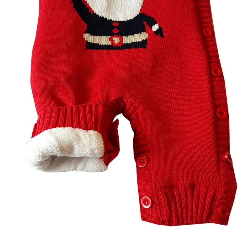 Детский комбинезон с Санта-Клаусом; зимняя одежда для малышей; детская одежда унисекс; зимний комбинезон для малышей; Вязаный комбинезон для новорожденных; теплый флисовый комбинезон