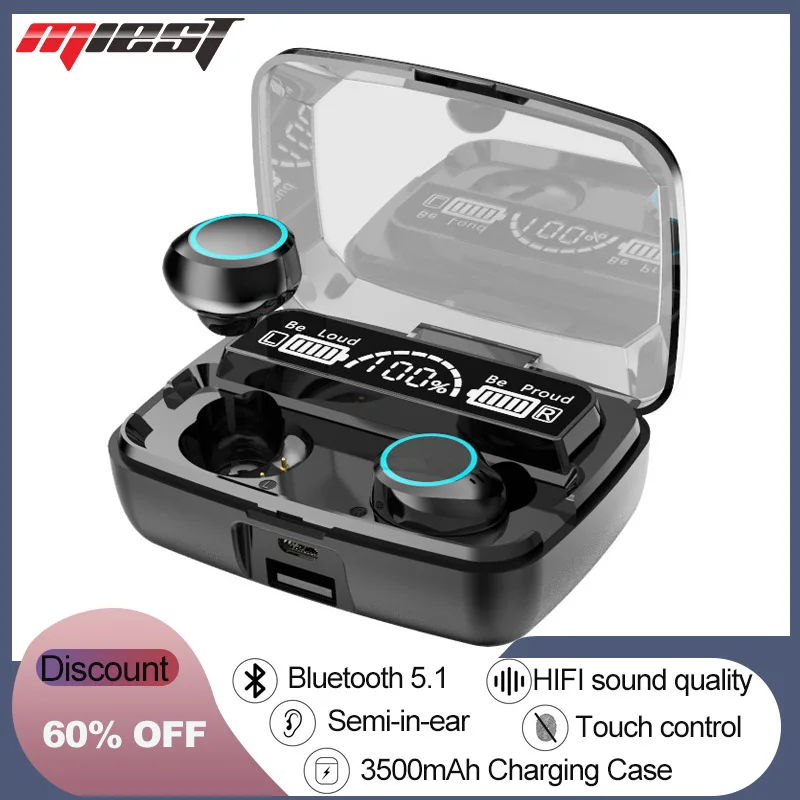

Wireless Earphones Bluetooth V5.0 TWS Wireless Bluetooth Headphones LED Display With 3300mAh Power Bank Headsets With Microphone