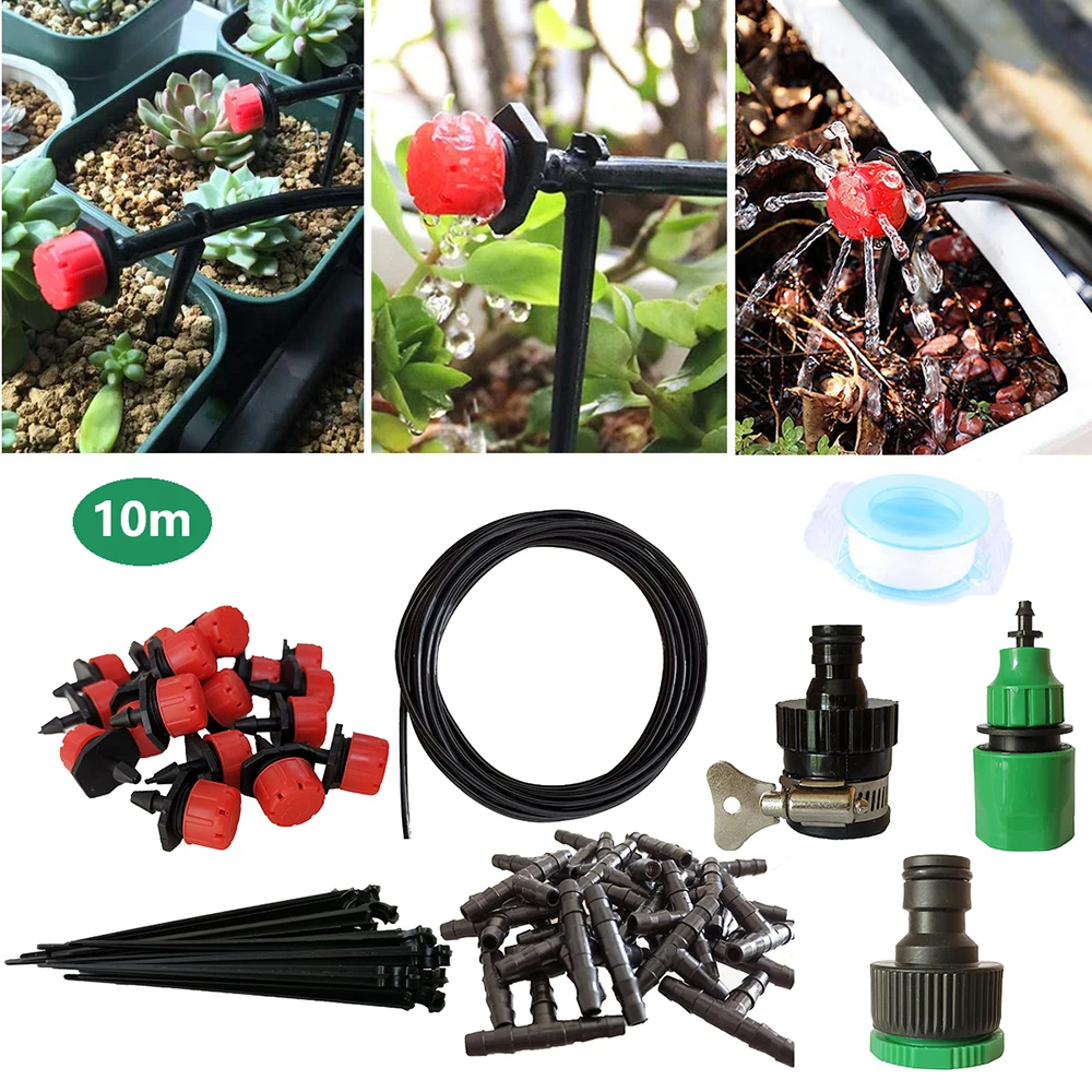 

10m Micro Drip Irrigation Kit DIY Patio Plant Watering Kit Garden Irrigation System Kits with Adjustable Drippers