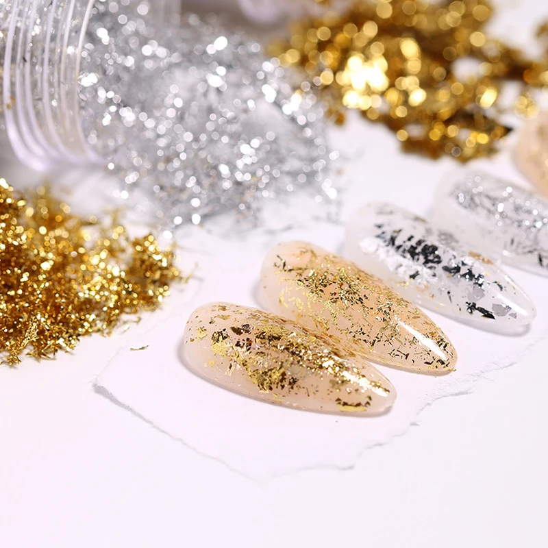 Nail Art Gold Silver Foil Paper 3D Irregular Aluminum Sticker DIY Manicure Glitter UV Gel Polish Nail Decoration Tools nail decoration,nail decorations,nail glitter