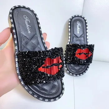 

Girls Home Slipp Kids Slippers For Girls Children's Shoes Diamond Sandal Outdoor Princess Shoes Glitter House Flip Flop