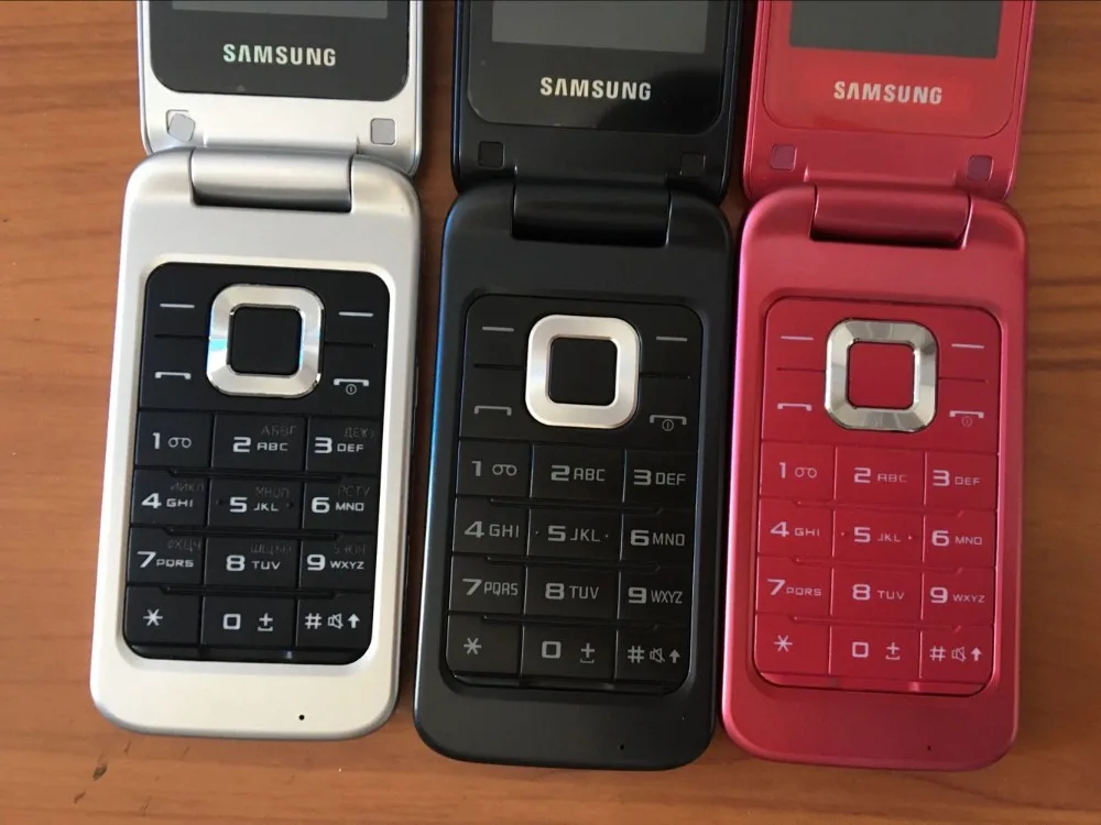 Разблокированный samsung C3520 Флип Мобильный телефон 1.3MP черный/серебристый/розовый цвет 2," Bluetooth Цветочная версия