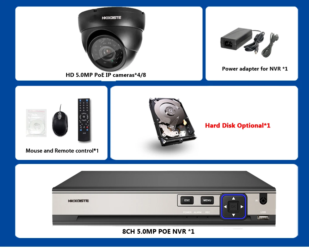 Подключи и играй POE NVR 8CH Xmeye CCTV распознавание лица система 5MP в/Открытый POE IP камера ИК День/Ночь безопасности комплекты видеонаблюдения
