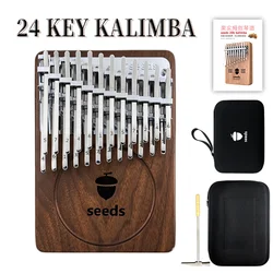 Kalimba 24 Key Double Layer Calimba Thumb Finger Piano Black Walnut Mbira Keyboard Musical instrument Gift With Accessories