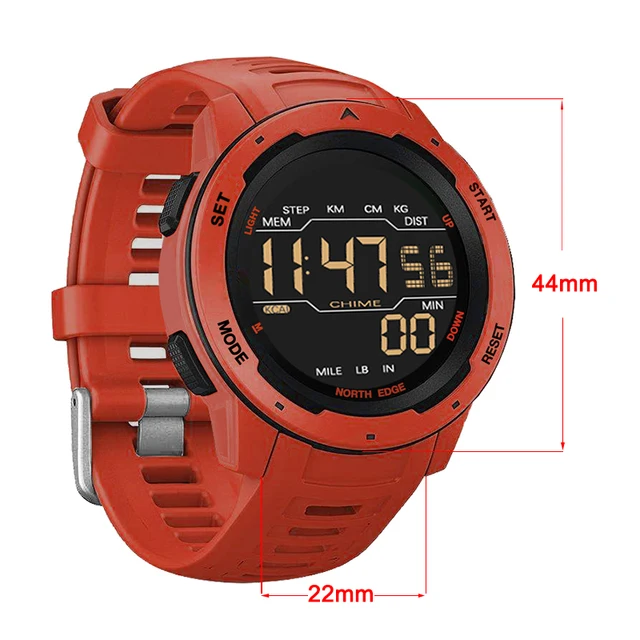 Men Digital Watch Men's Sports Watches Dual Time Pedometer Alarm Clock Waterproof 50M Digital Watch Military Clock 3