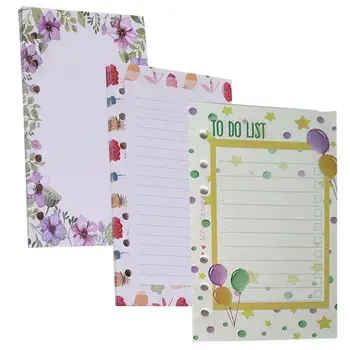 

3 Pcs Creative A5 Size Loose-Leaf Papers Practical Notebook Papers Colorful Papers with 6 Hole for Home Store School