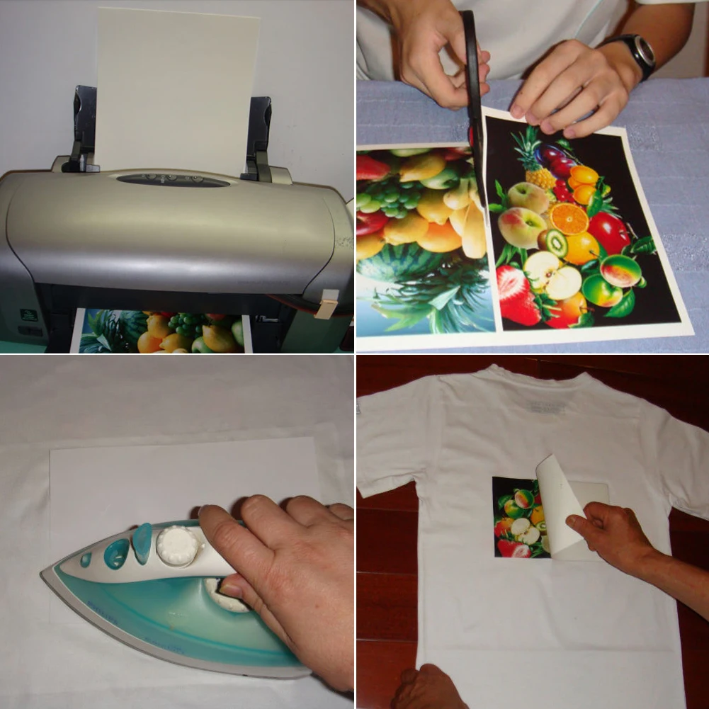 10 Sheets T-Shirt A4 Heat Transfer Paper Iron On Inkjet Heat Transfer Paper DIY T-Shirt Painting Iron-On Paper Fabrics Cloth B4