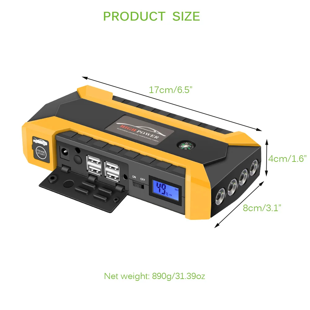 Car Emergency Starter Power Battery Diesel Fire Double Start Backup Jump Car Booster Charger Battery Bank Starting Device