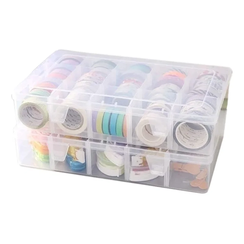 Clear Jewelry and Earring Storage Box with Adjustable Dividers SGHUO 3 Pack 15 Compartments Plastic Organizer Box for Washi Tape 