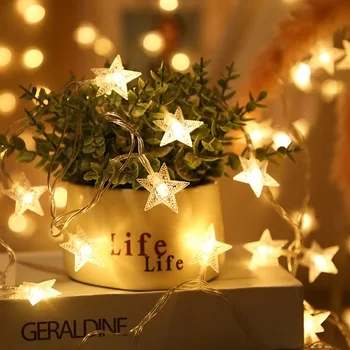 

New Year 1.5M 3M 6M 10M Star String Lights LED Fairy Garland Waterproof For Christmas Wedding Home Indoor Decoration Warm White
