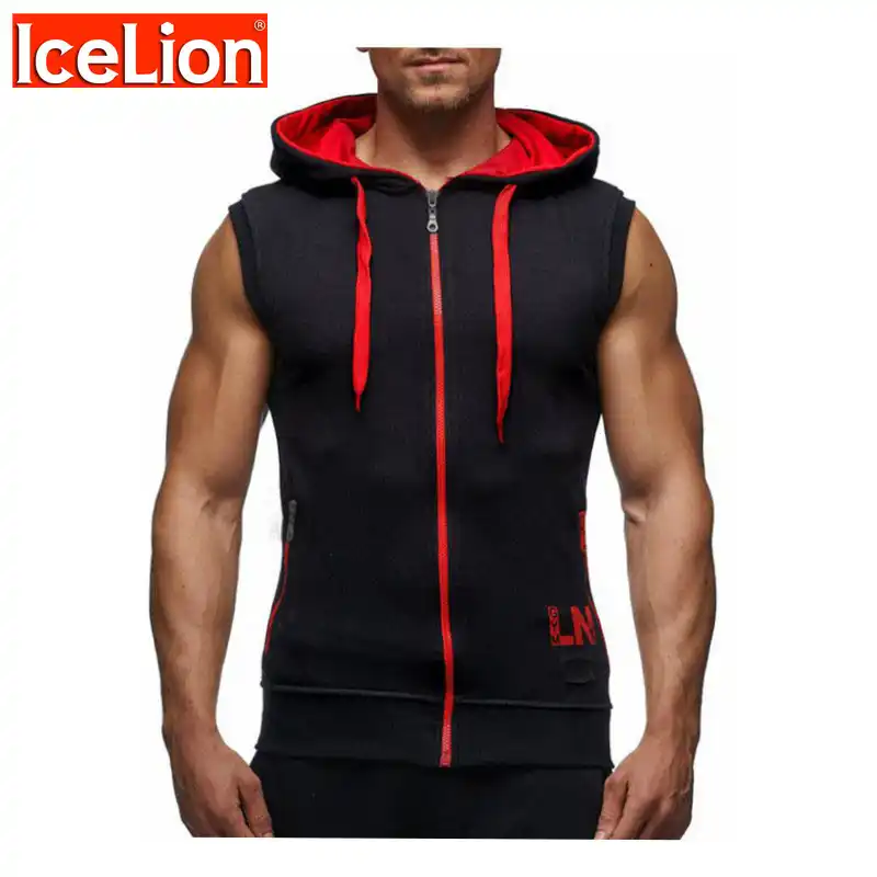 slim fit sleeveless hoodie