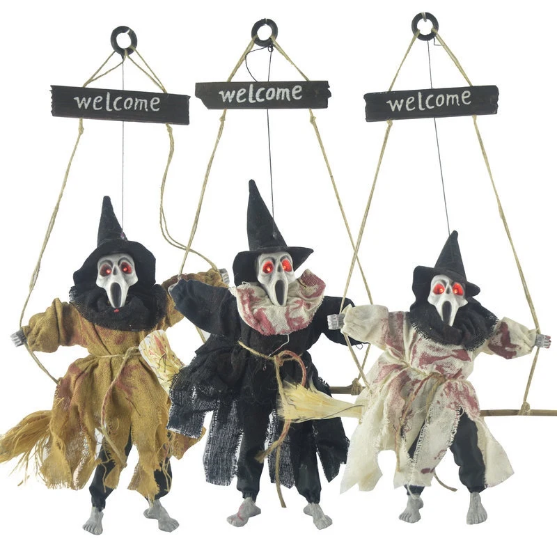 Hot Sale For Halloween Hanging Ghost With LED Glowing Eyes And Creepy Shrilling Sound Wall Door Window Decor Props | Дом и сад