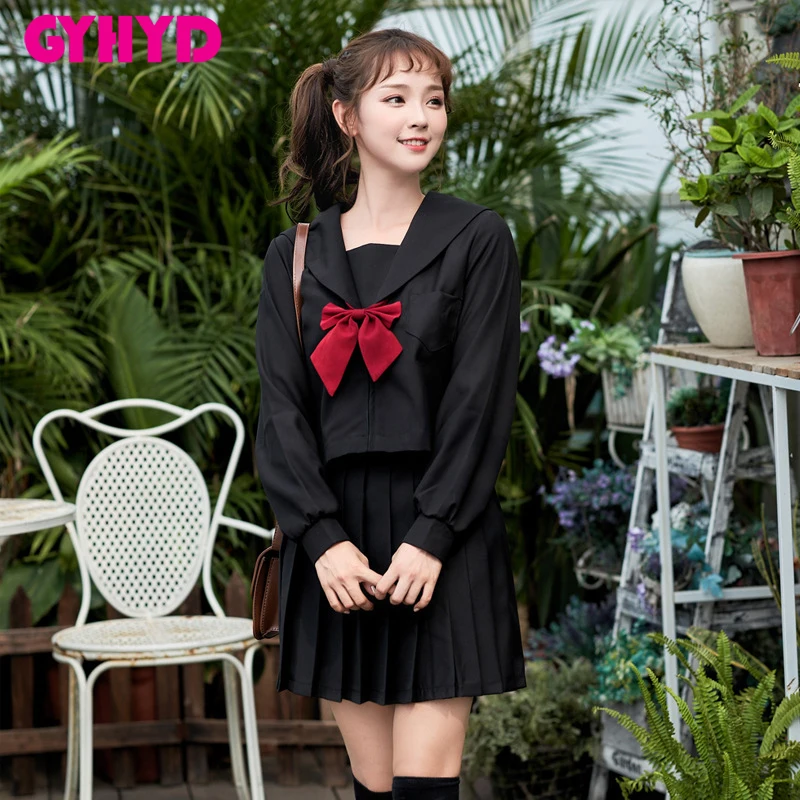 

Autumn Long Sleeve Japanese School Uniform Kawaii Girl Black Cosplay Graduation Japan Shirt Clothing