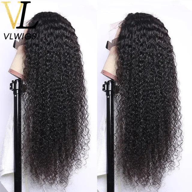 VLWIGS наилучшие индийские волосы Remy парики из натуральных волос кудрявый Вьющиеся 13x6 глубокое разделение места парики шнурка предварительно волосяного покрова для горячих девушек LJ03