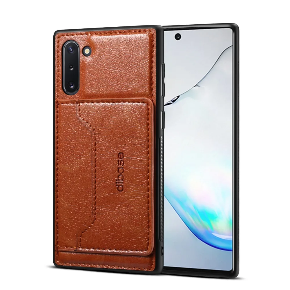 Бренд Dibase для samsung Galaxy Note 10 чехол Crazy-horse кожаный жесткий чехол для ПК чехлы с карманом для карт, кронштейн задняя крышка