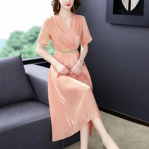 Вечерние платья женские Вечерние Платья Vestidos De Fiesta De Noche с поясом женские платья Robe Femme с подкладкой летнее платье Украина - Цвет: Розовый