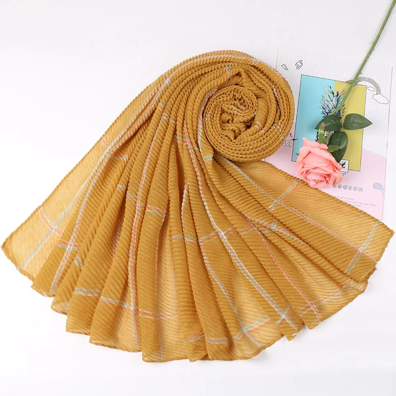 Клетчатый Дизайн мусульманский хиджаб шарф crinkle тюрбан из хлопка ...