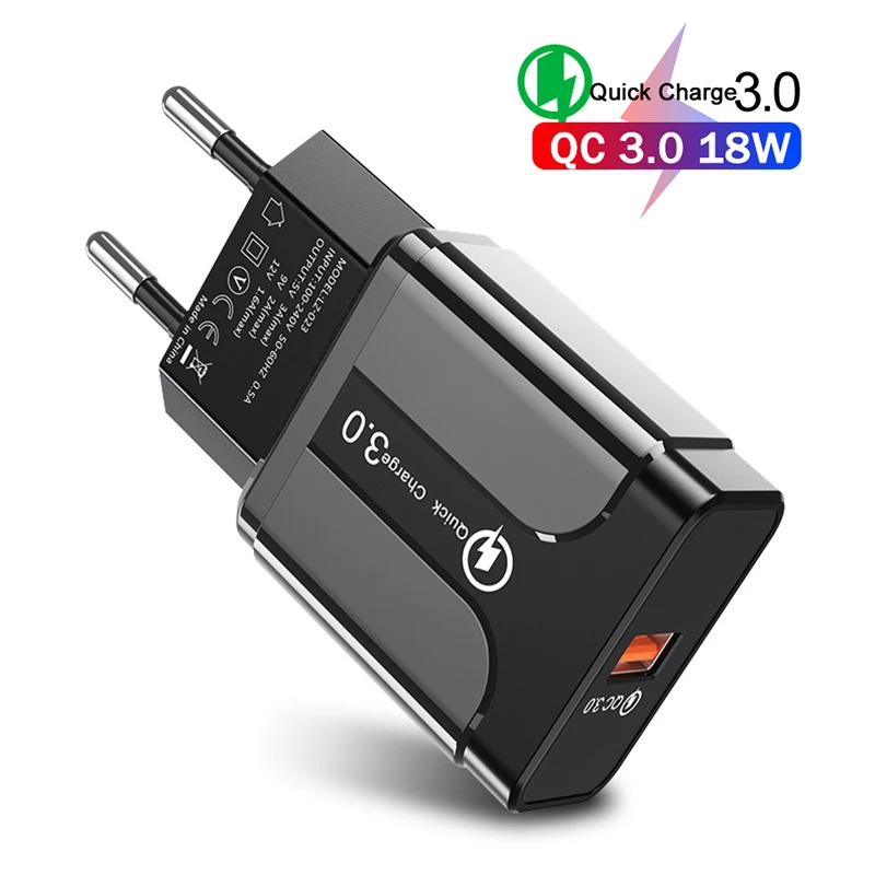 

18W Quick Charge 3.0 USB Charger 5V 3A Fast Charging Phone Charger For iPhone Huawei Samsung Xiaomi Snoy Phone Charge Adapter