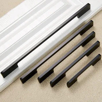 

96/160/320mm Metal Door Drawer Cabinet Wardrobe Cupboard Bookcase Pull Handle Knobs Furniture Hardware Handle Sand Black