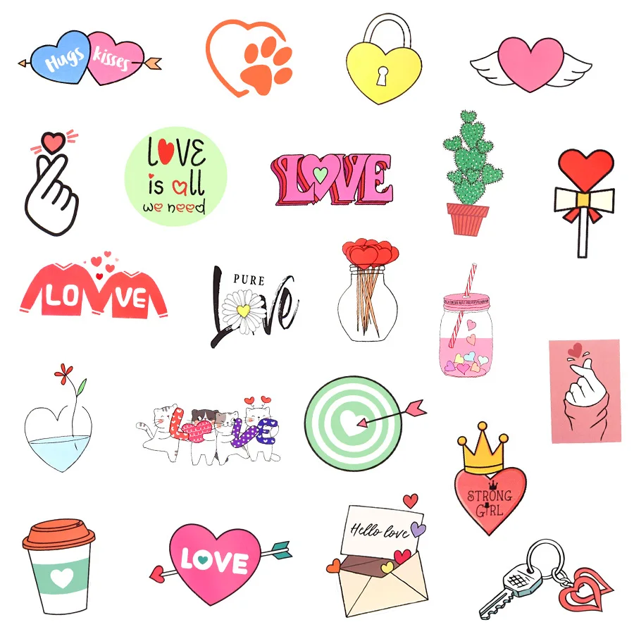 50Pcs Cute Heart Stickers Packs Shannon Sticker