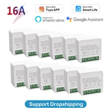 MINI commutateur intelligent Wifi, 16a, 2 voies, minuterie de contrôle, sans fil, domotique, Compatible avec Tuya Alexa Google Home