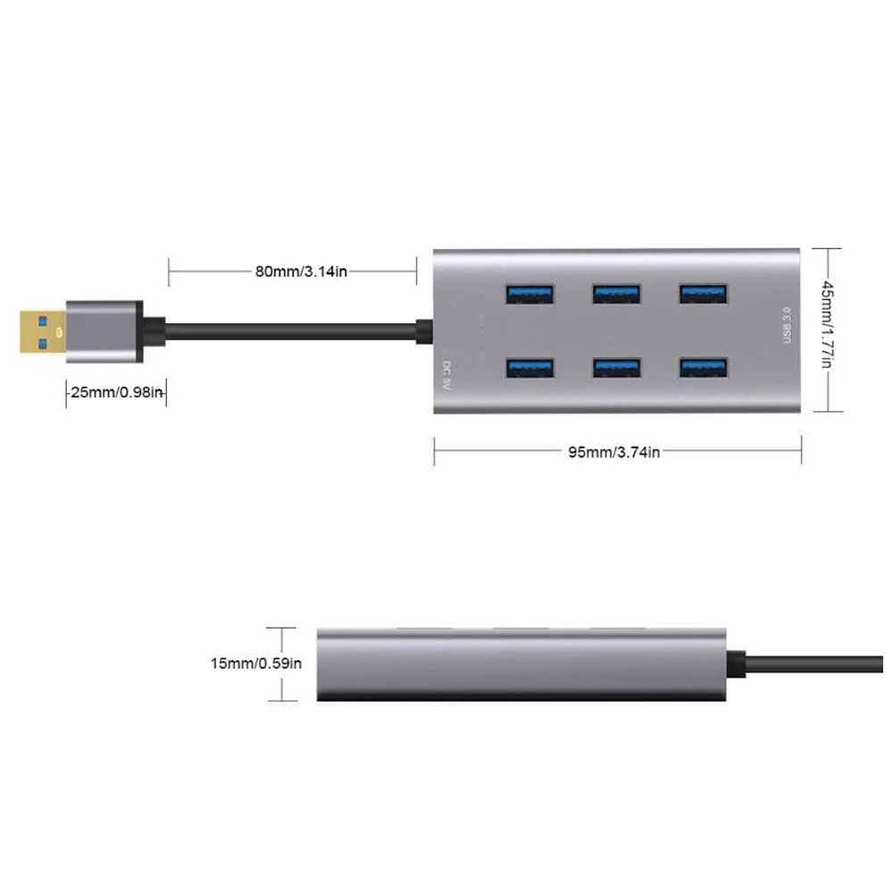 Смарт usb-хаб 3,0 USB 3,0 концентратор 7 портов расширитель Мульти USB разветвитель супер скорость 5 Гбит/с все в одном для ПК компьютера аксессуары