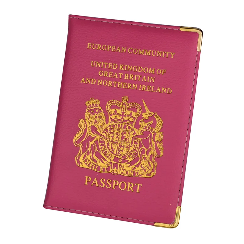 Bleu BelongsU Couverture de Passeport Faux Cuir Voyage Protège-passeports Titulaire de Carte de Crédit Royaume-Uni Européen Protecteur de Passeport Étui Portefeuille pour Hommes Femmes 