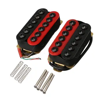 

Yibuy A Pair of Electric Guitar Double Coil Pickup Guitar Replacement Parts Black Red
