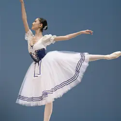 Балетный женский костюм «Жизель» с короткими рукавами-фонариками длинное балетное трико Балетная Пачка Детская Балетная Одежда для
