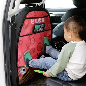 

Newest 1Pcs Car Seat Back Cover Protector for Kid Children Baby Cute Cartoon Anti-Kick Mat with Phones Tablet Pocket Storage Bag