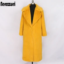 Nerazzurri шуба из искусственного меха длинная зимняя большого размера желтый черный серый плюшевое пальто лучшее качество пальто из искусственного меха для женщин искусственный мех верхняя одежда шуба экомех цветной