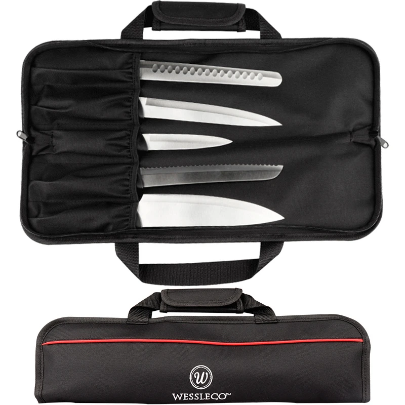 Professional Portable Travel Camping Chef Knife Bag Folding Roll Pocket Oxford Kitchen Knives Storage Carry Case Bag Organizer hanging knife rack