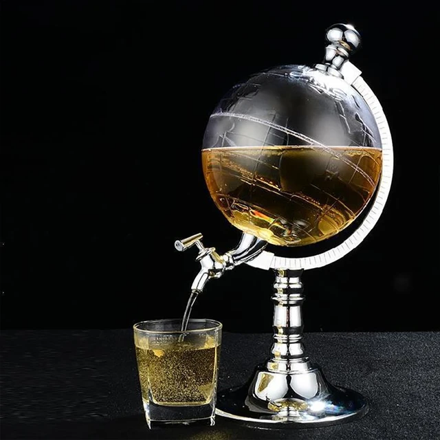 3.5L Globe Wine Whiskey Decanter Alcohol Dispenser Beer Liquor Dispensing  Strainers Beverages Distributor Pourer with Faucet - AliExpress