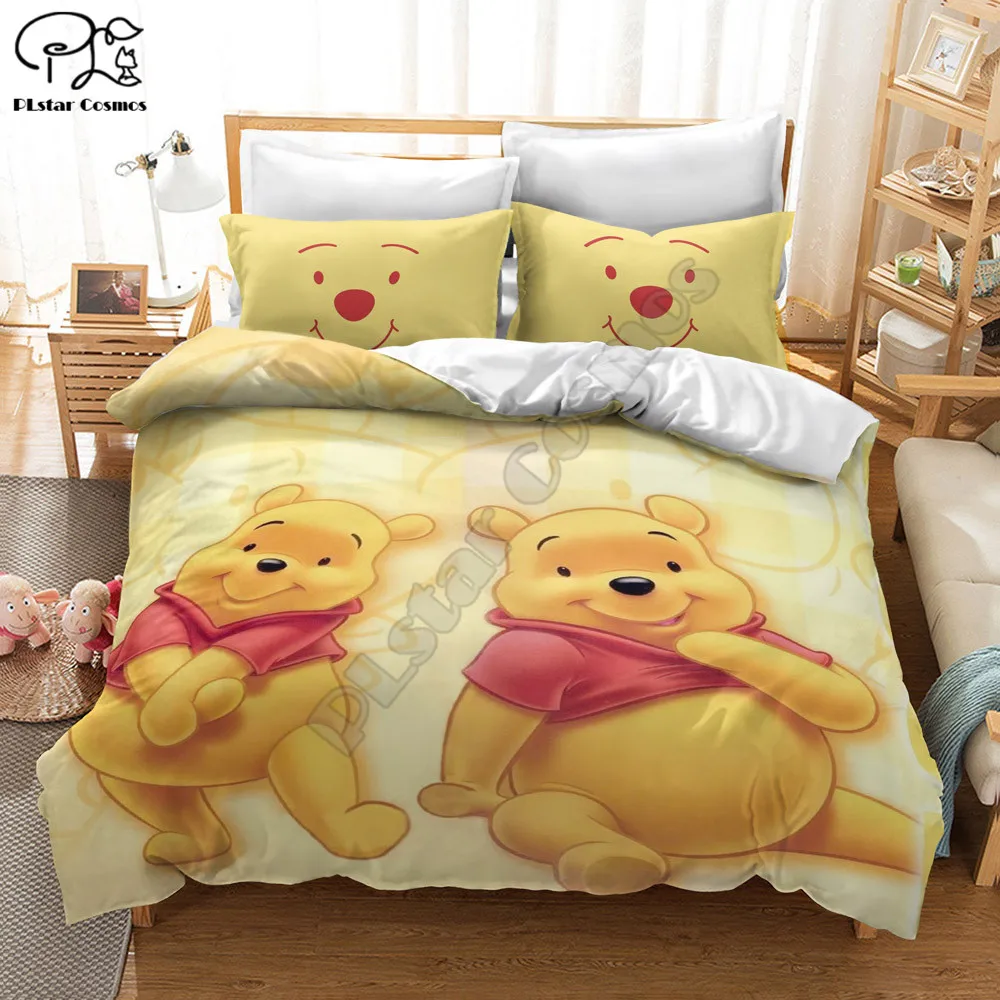 

Winnie the Pooh 3D printed Home Textiles 3D Quilt Cover 100% Polyester Bedding Luxury Three-Piece Pillowcase Quilt Cover