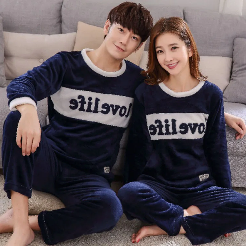 6 Winter Couple Pajamas Unisex Adult Warm Pajamas Set Men Sleepwear Flannel Thickening Home Wear 2 Pcs Animal Cartoon Home Clothes - Цвет: 6