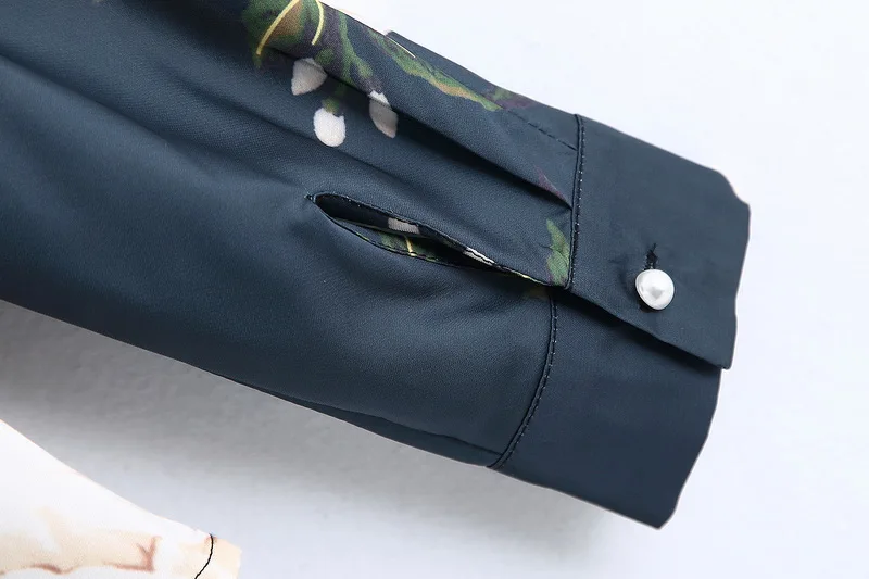 Женская Цветочная блузка, рубашка, осень, новая мода, винтажный принт, длинный рукав, о-образный вырез, топы