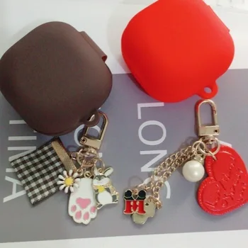 

sFor Samsung Galaxy Buds Live Case Cute cat cartoon Love heart Keyring Silicone Earphone Case for Samsung Live Cover fundas