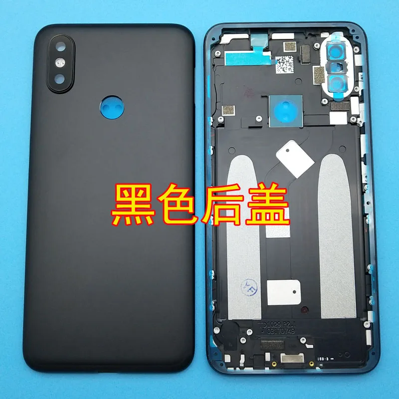 Для Xiaomi Mi A2 батарея задняя крышка корпус металлическая дверь для Xiaomi Mi 6X камера Стекло объектив Запасные части - Цвет: black